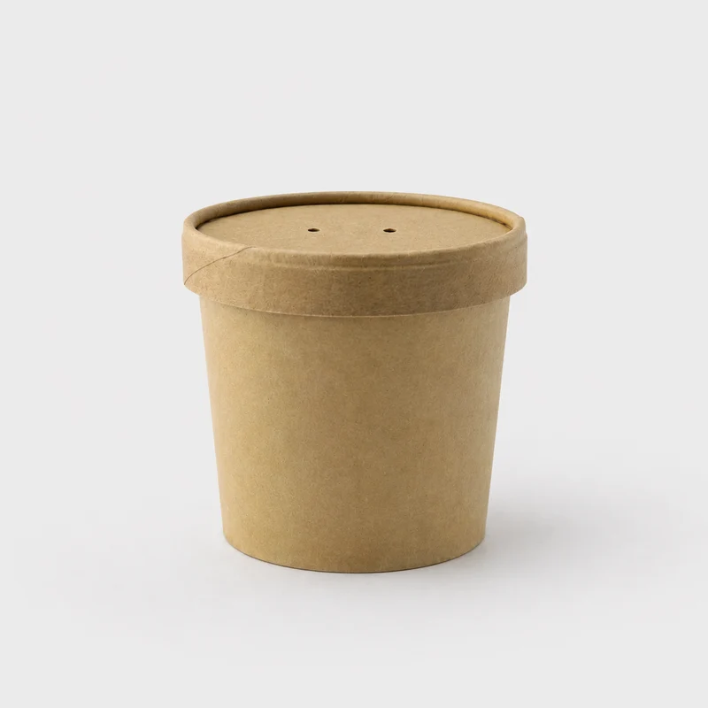 Tarrina térmica kraft con tapa. Varias medidas - 500 Uds.