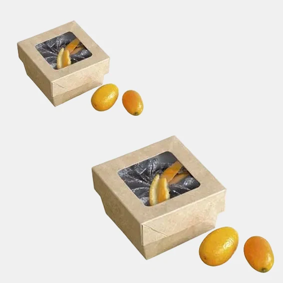 Caja de cartón kraft con ventana. Varias medidas y unidades.