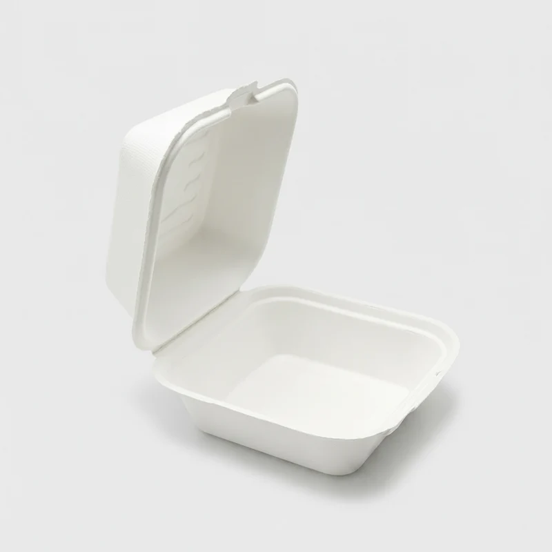 Envase hamburguesa de caña de azúcar. 15.3 x 14.7 x 8.6 cm - 500 Uds.