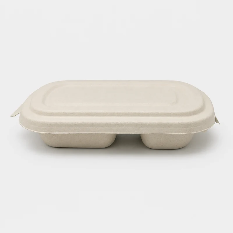Envase de fibra de trigo 2 compartimentos. 22.9 x 13.4 x 4.4 cm. 750 ml - 500 Uds.