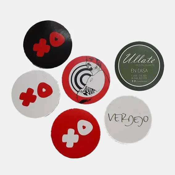 Pegatina adhesiva personalizada a color. ø5 cm. Varias cantidades.
