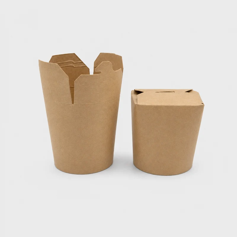 Caja plegable Noodle Kraft. 9 x 10 x 12 cm. 1000 ml - 500 Uds.