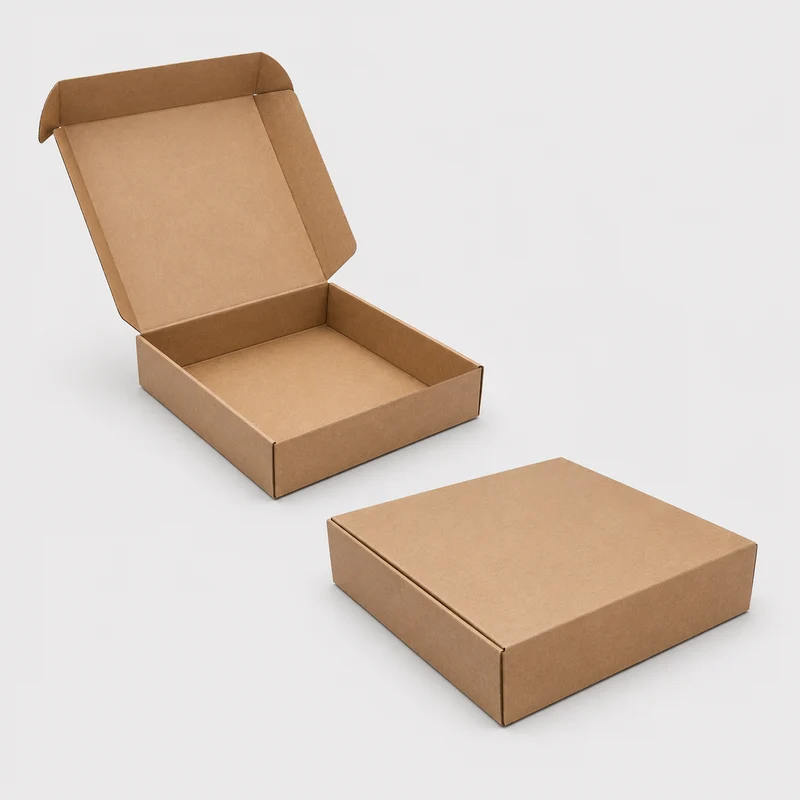 Caja mixta de cartón kraft para entregas parafinada. 32 x 32 x 7 cm - 1.000 Uds.