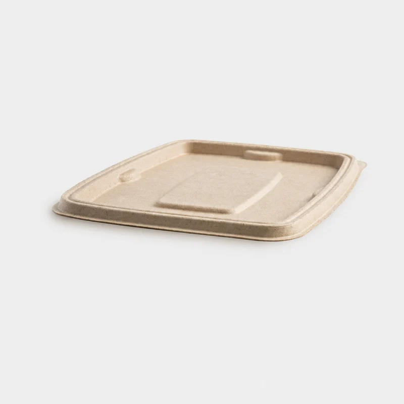 Tapa rectangular caña de azúcar compostable para envase hermético. 19,6 x 15,3 cm - 600 Ud.