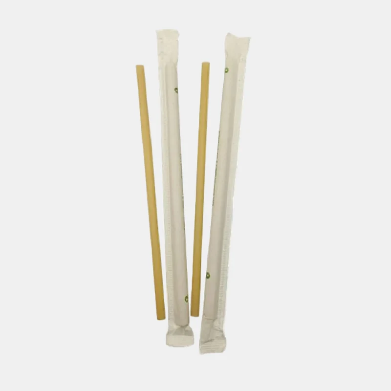 Pajita biodegradables natural con funda para cocteles y bebidas. ø0.6 x 20cm - 4000 Uds
