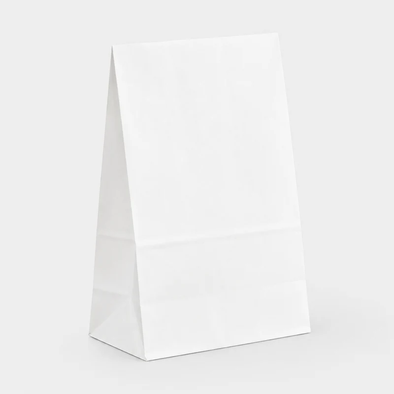 Bolsa de papel blanca sin asas fondo americano. Varias medidas y unidades.