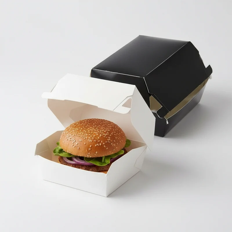 Mini caja de cartón blanca para hamburguesa. 8 x 9 x 5 cm - 100 Uds.