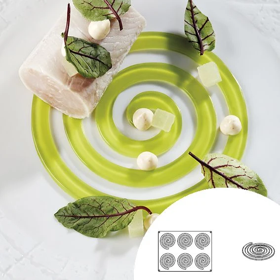 Molde de silicona en forma de espiral redonda. 40 x 30 cm. 6 cavidades - 1 Ud