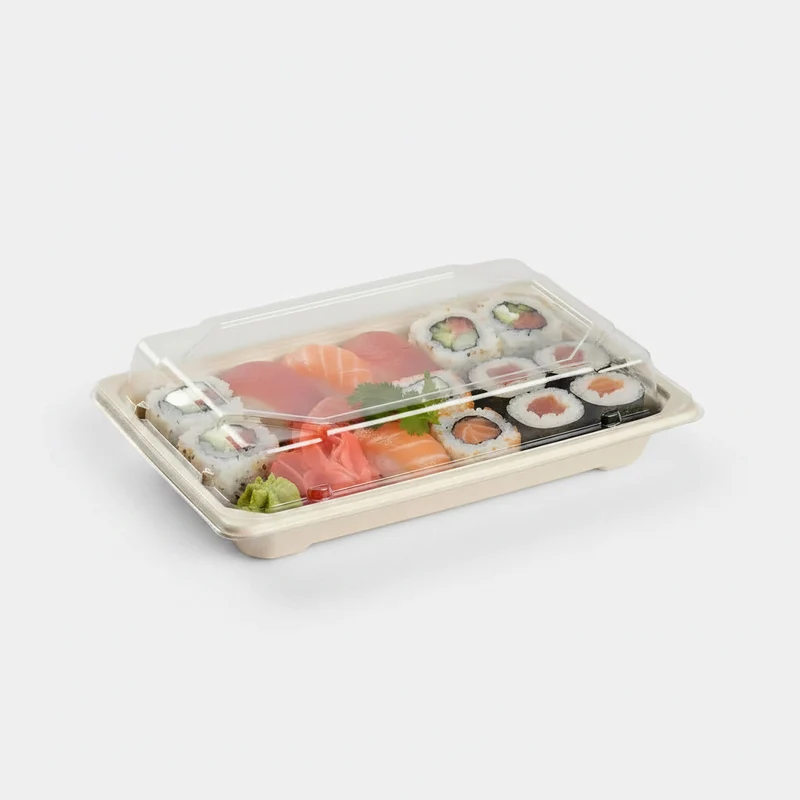 Envase sushi fibra de trigo + Tapa OPS. Varias medidas - 800 Uds