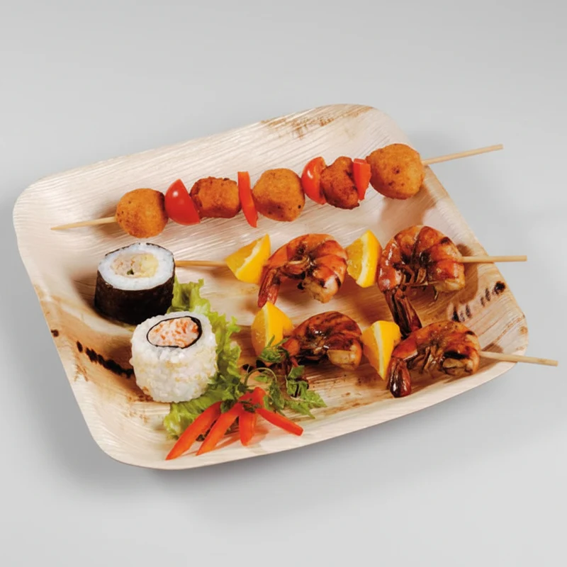 Plato de hoja de palma biodegradable. Varias medidas - 100 Uds.