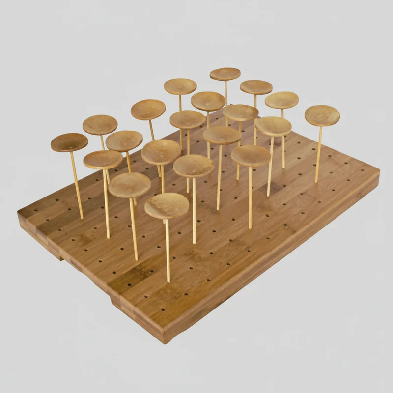 Soporte de bambú para 120 Brochetas. 30 x 25 cm - 1 Ud.