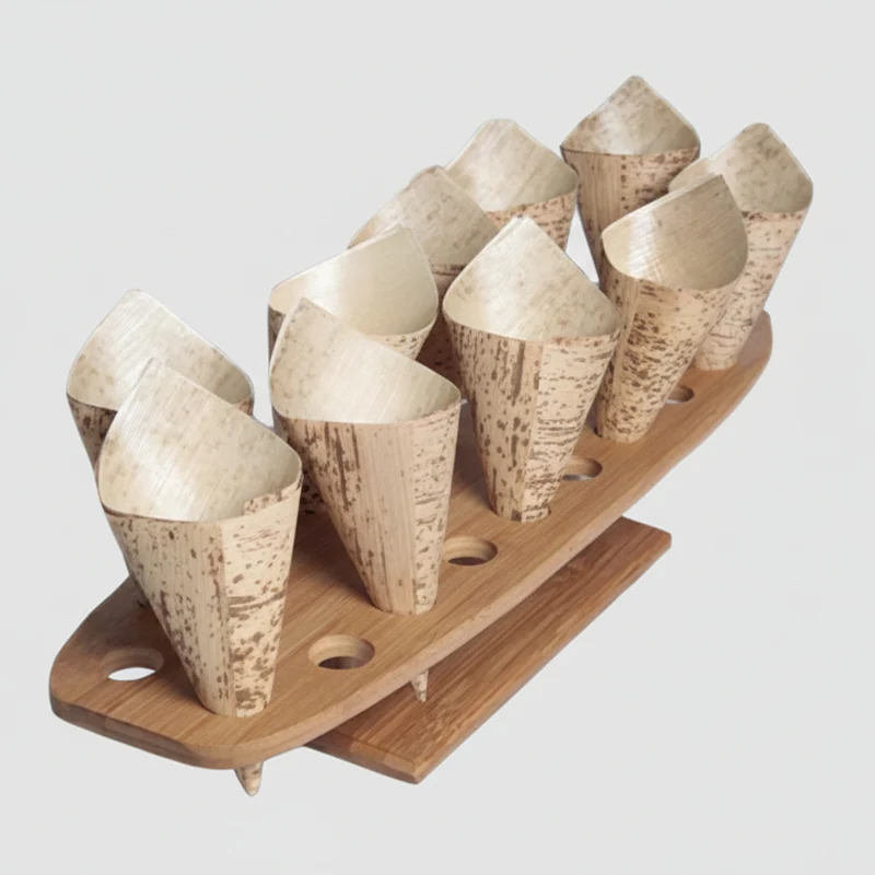 Portaconos bambú 20 agujeros. 50 x 15 x 8.5 cm - 1 Ud.