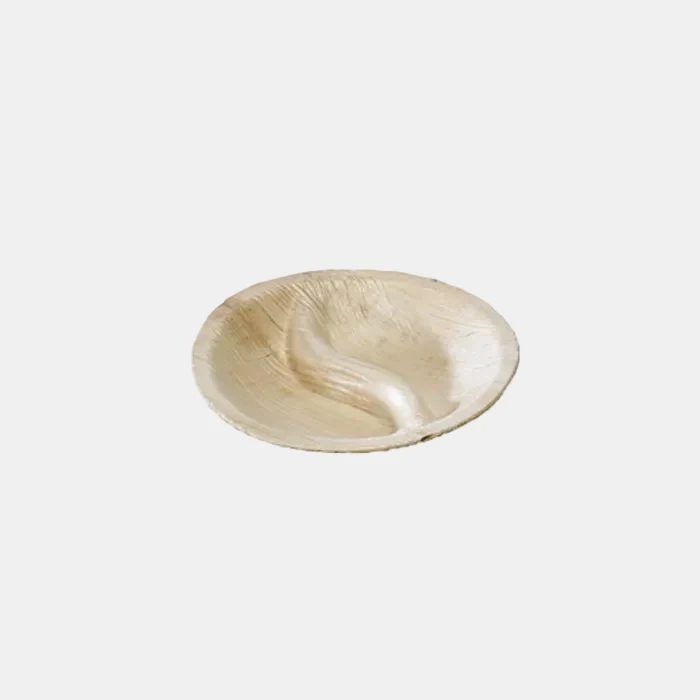 Mini bowl de hoja de palma 2 compartimentos. ø10 x 2 cm - 100 Uds.