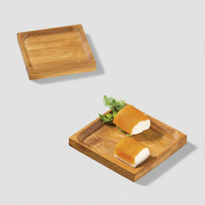 Plato cuadrado con ribete bambú Poda. 6 x 6 cm - 144 Uds.