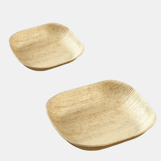 Plato hondo biodegradable hojas de palma. 10 x 10 cm - 25 Uds.