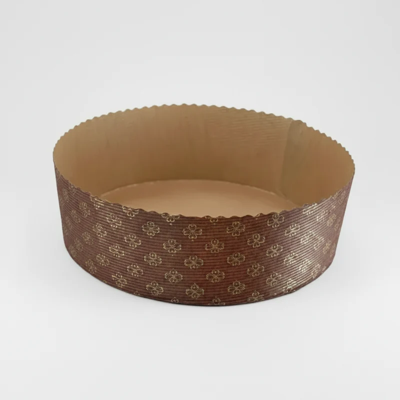 Molde redondo retractilado marrón de papel horneable. ø12 x 3.5 cm - 300 Uds.