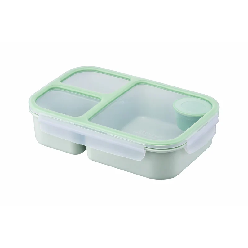 Envase Rectangular 980 ml 3 Divisiones Menta