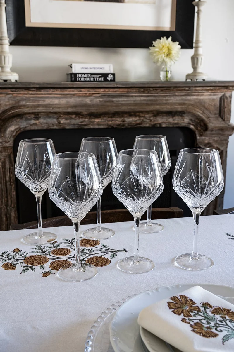 Set 6 Copas De Vino Ovaladas Cristal Espiga