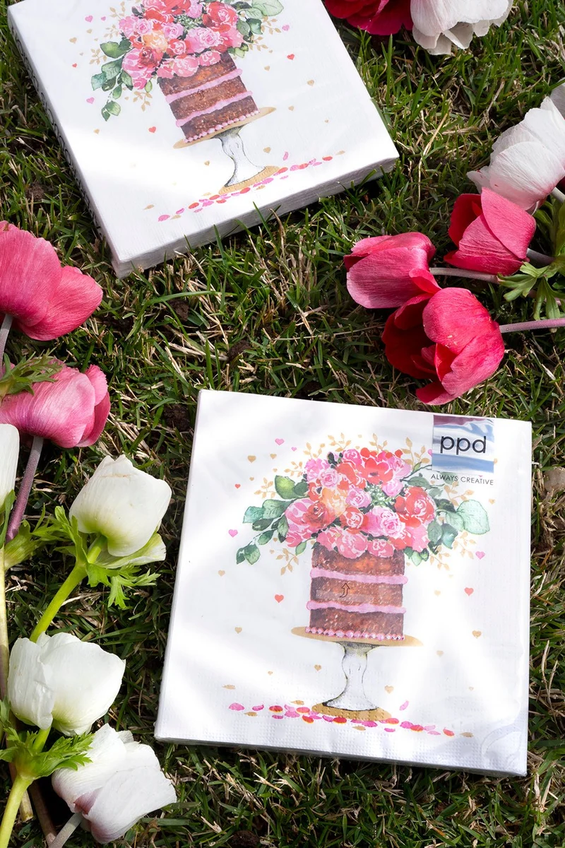Servilletas Tarta Y Flores Grandes