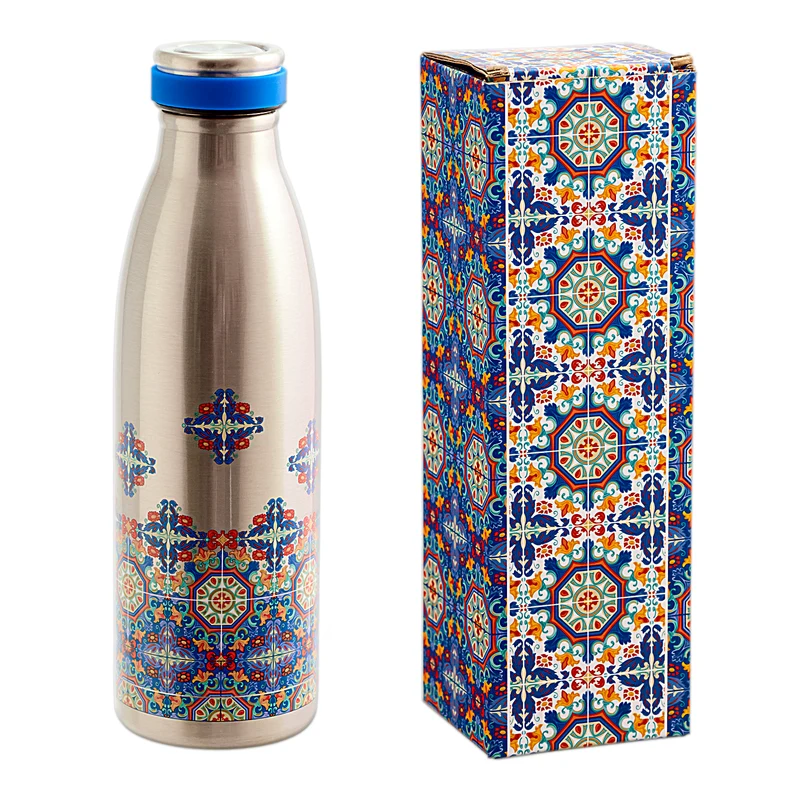 JAVIER Azulejos - Botella Térmica Reutilizable de 0.5L en Acero Inoxidable. Azul
