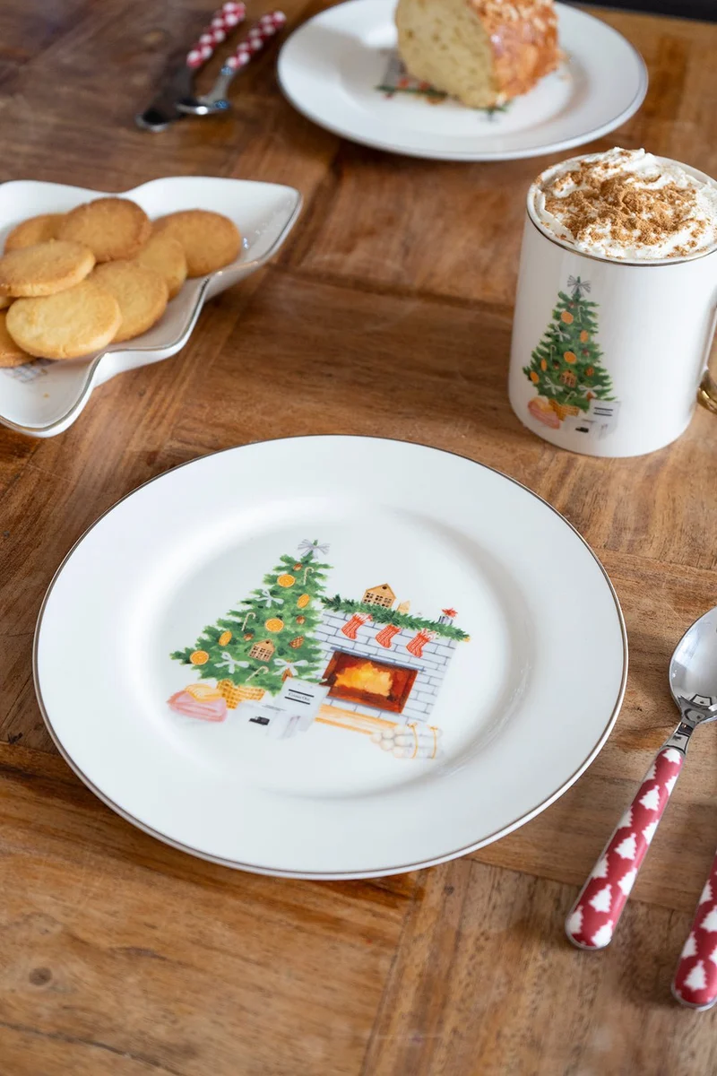 Plato De Postre Con Diseño De Árbol De Navidad Co