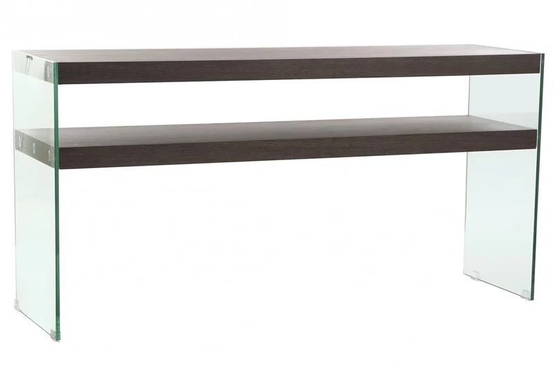 CONSOLA CRISTAL MDF 160X45X80 NOGAL MARRON