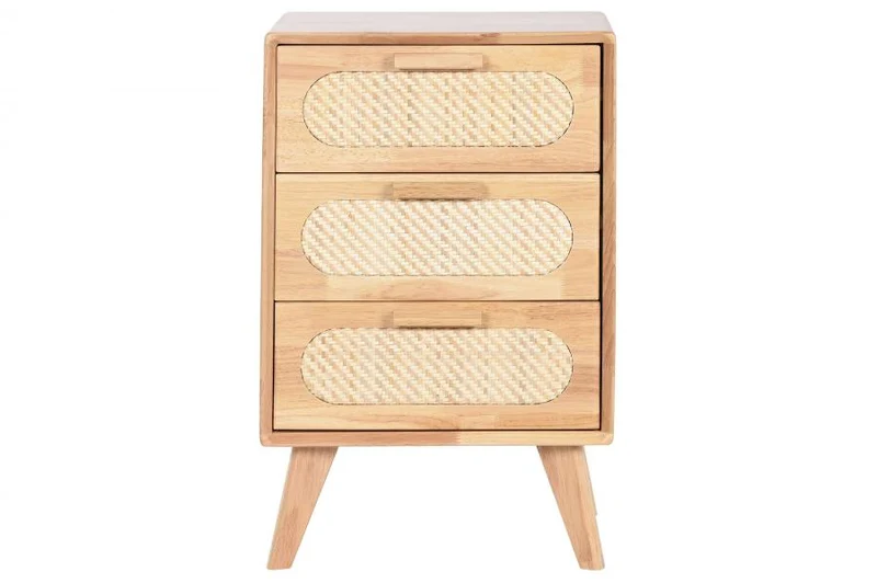 CAJONERA RUBBERWOOD RATAN 40X30X63 NATURAL
