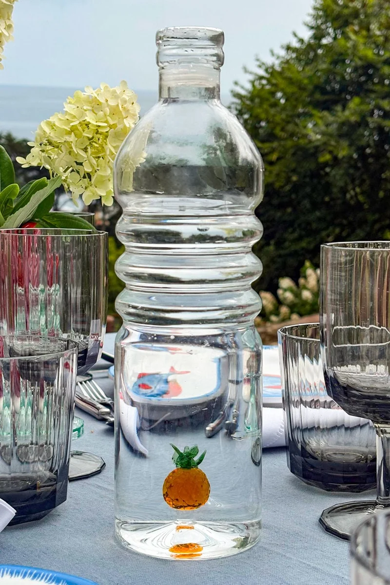 Botella De Cristal Con Figura Piña