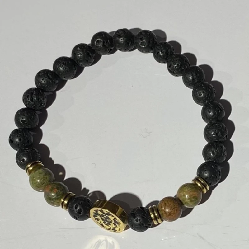 PULSERA PIEDRAS GOLD LION LAVA