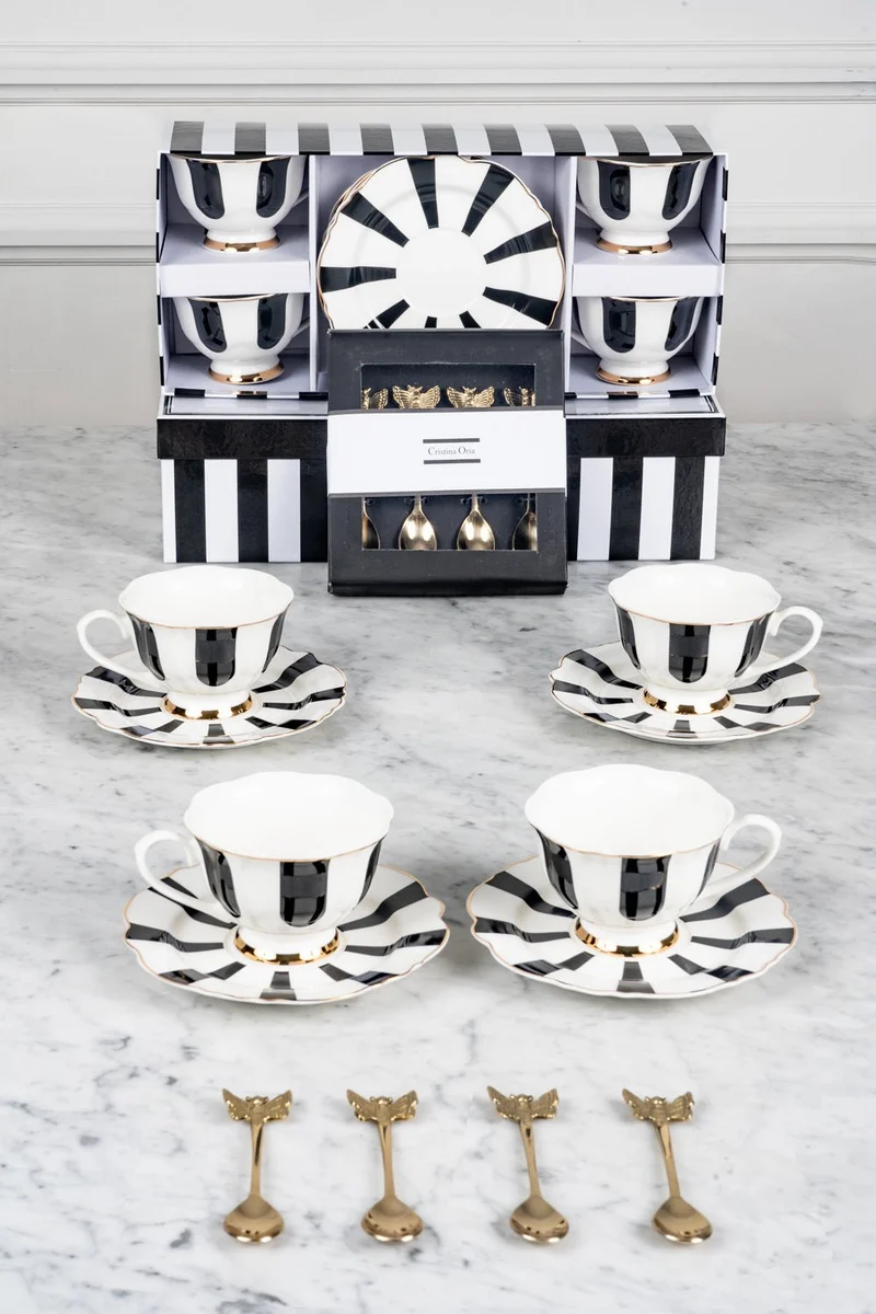 Caja De Regalo Tazas Y Cucharitas De Bronce
