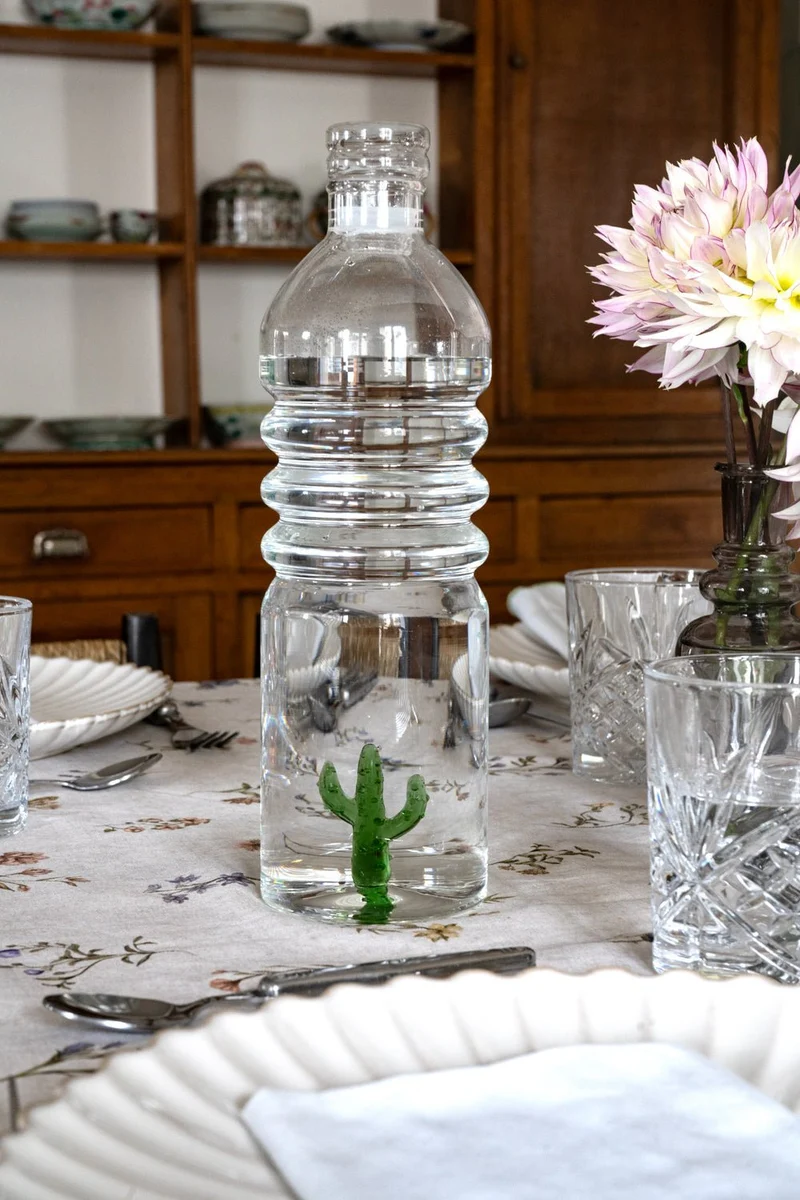 Botella De Cristal Con Figura Cactus