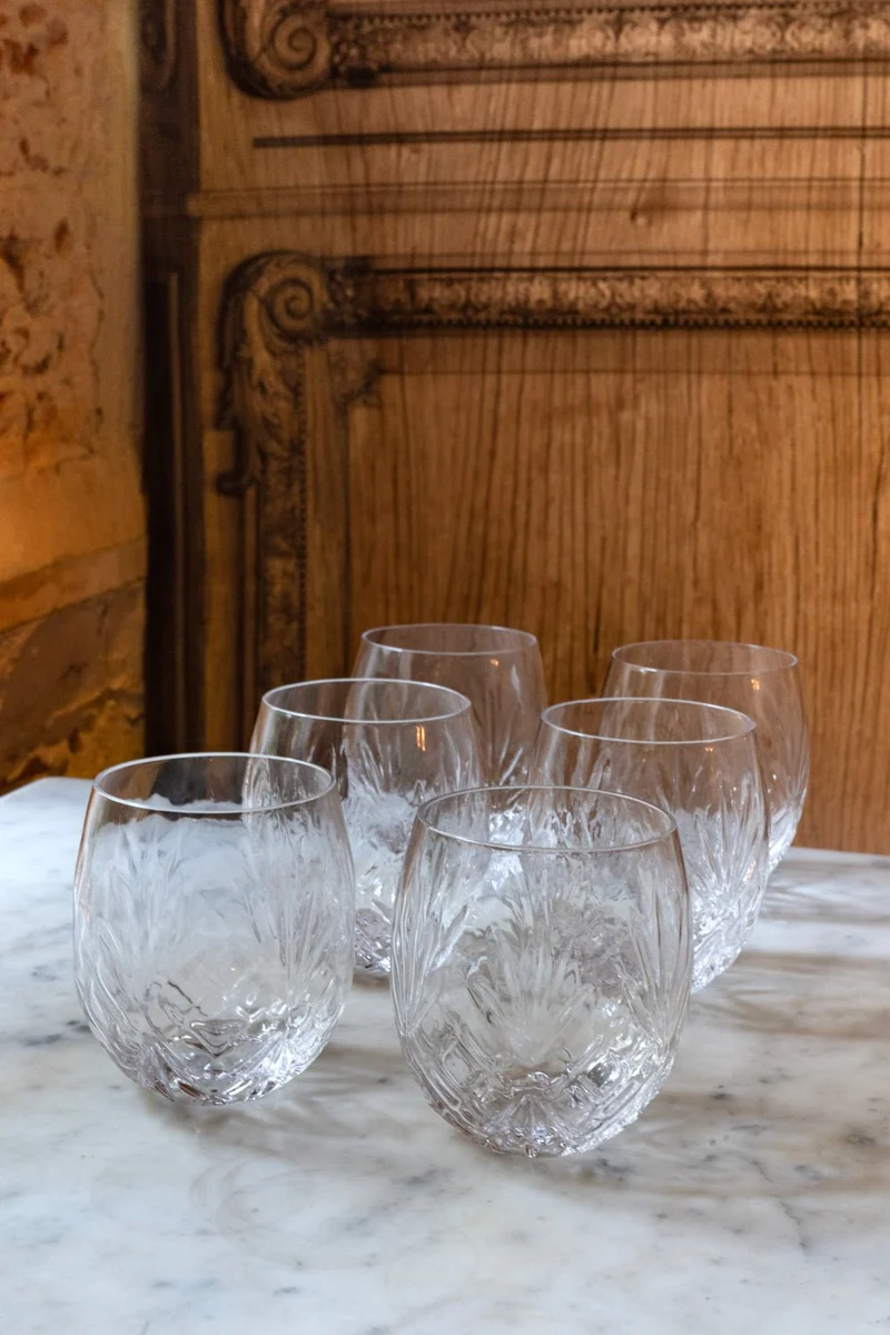 Set 6 Vasos Cristal Ovalados Pequeños Espiga