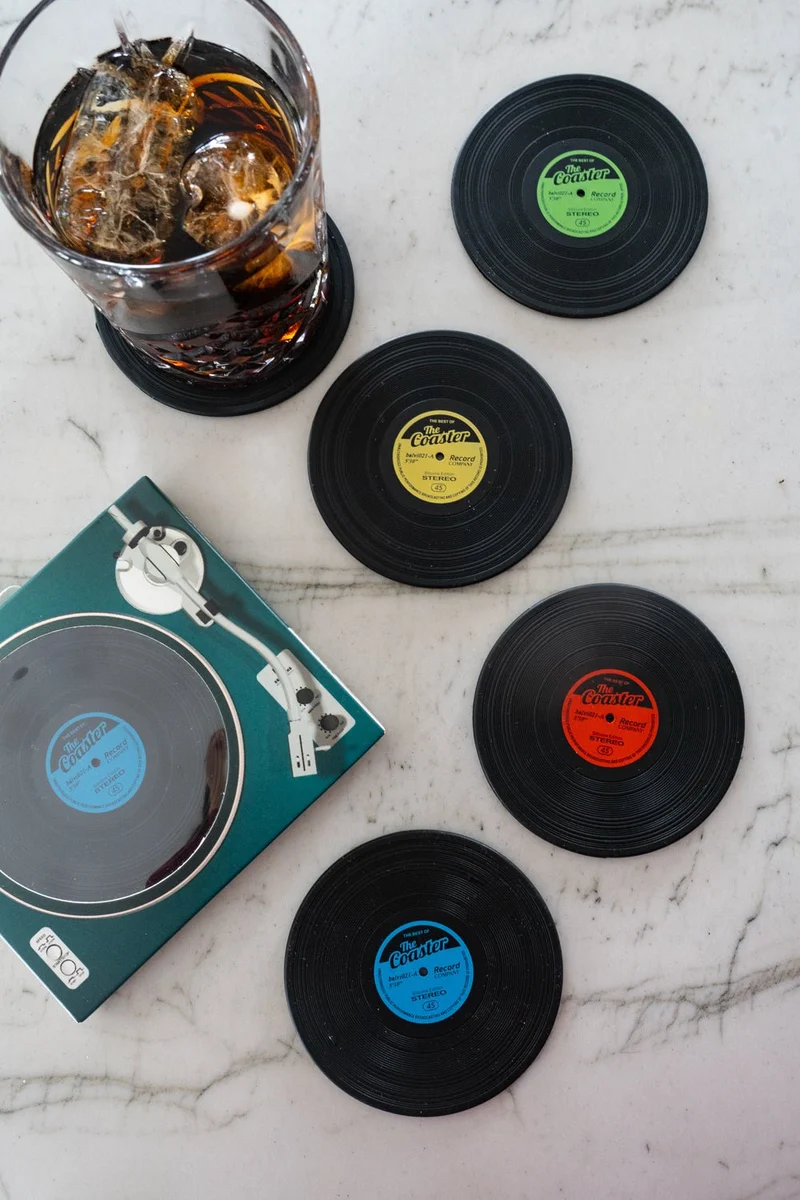 Set De Cuatro Posavasos Con Diseño De Vinilo