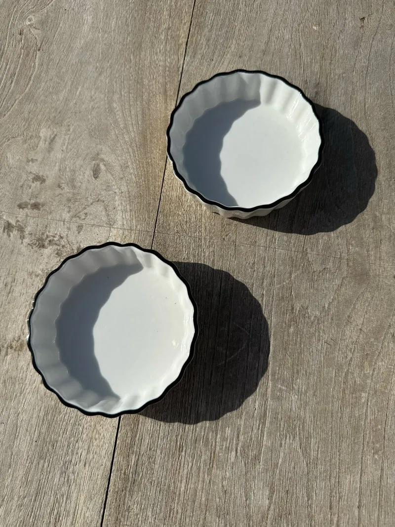 Cuenco De Porcelana Blanco Con Filo Negro
