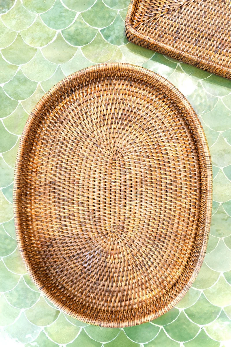 Bandeja Ovalada De Ratán