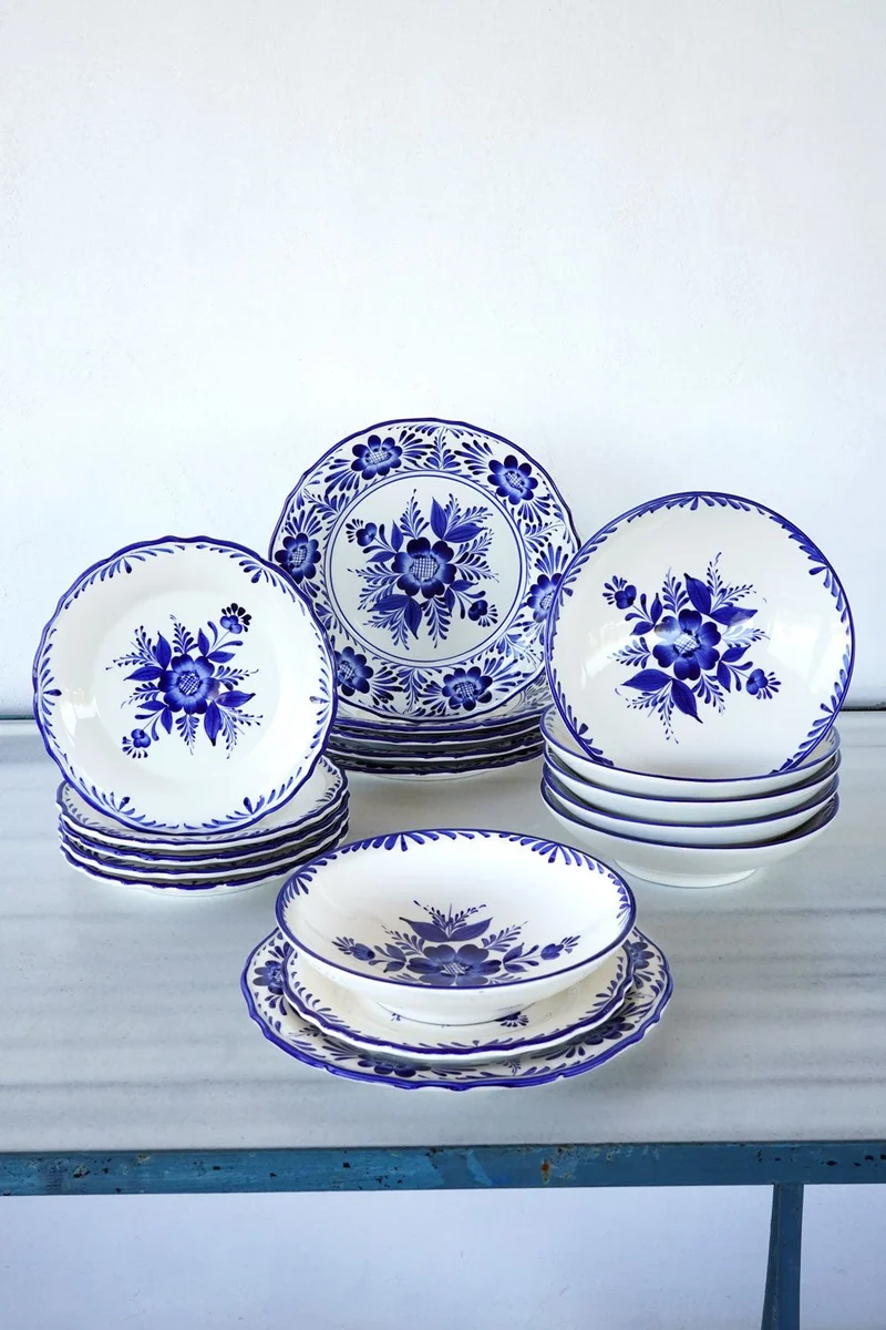 Vajilla Flores Azules Seis Personas