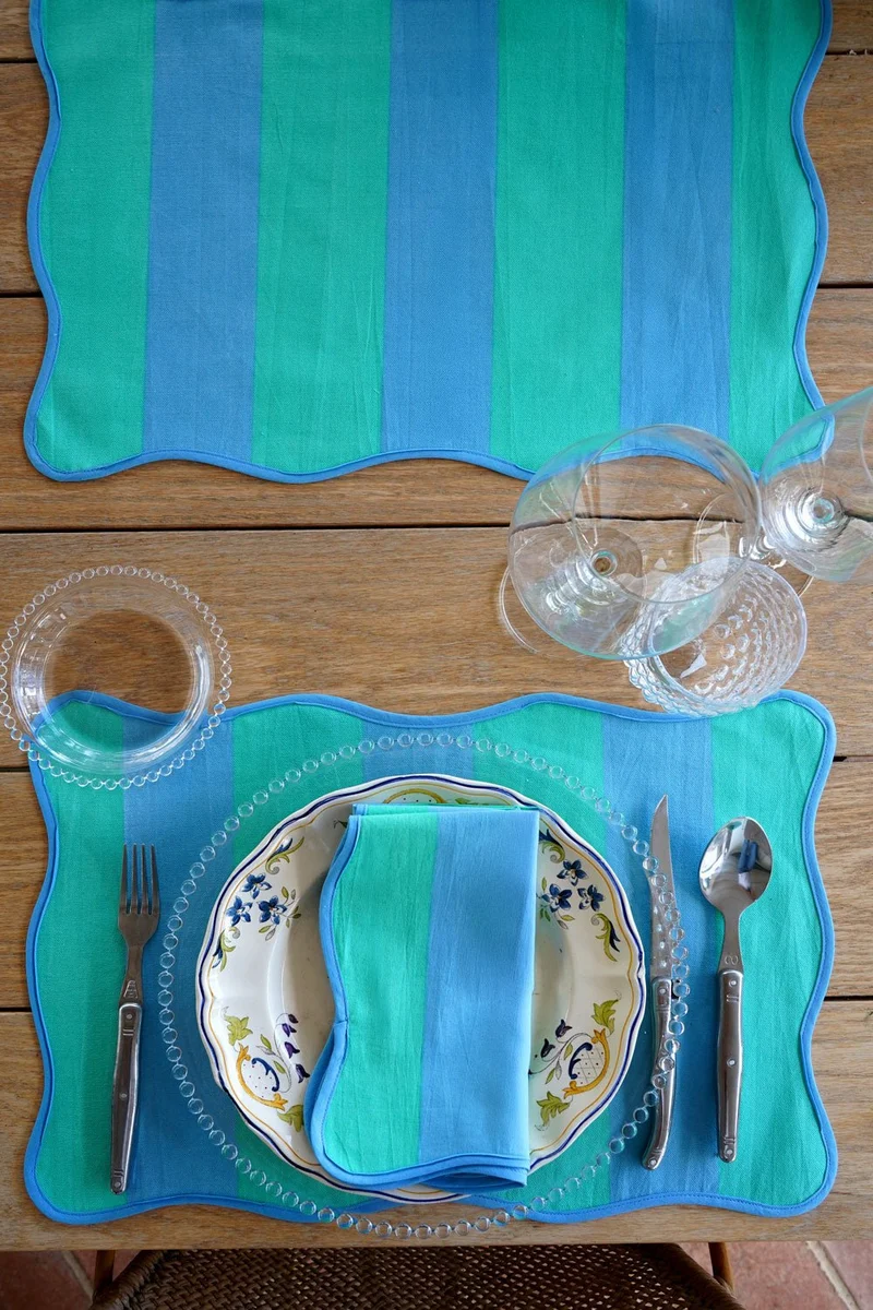 Mantel Individual Rayas Azules Y Verdes