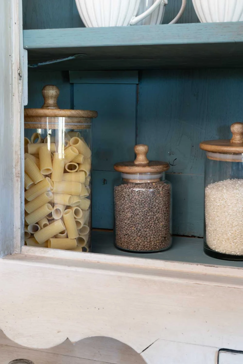 Tarro De Cristal Con Tapa De Madera Pequeño
