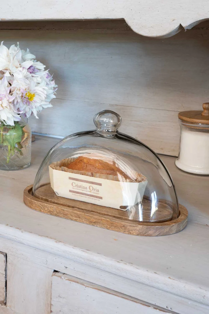 Quesera Oval Con Tapa De Cristal Grande
