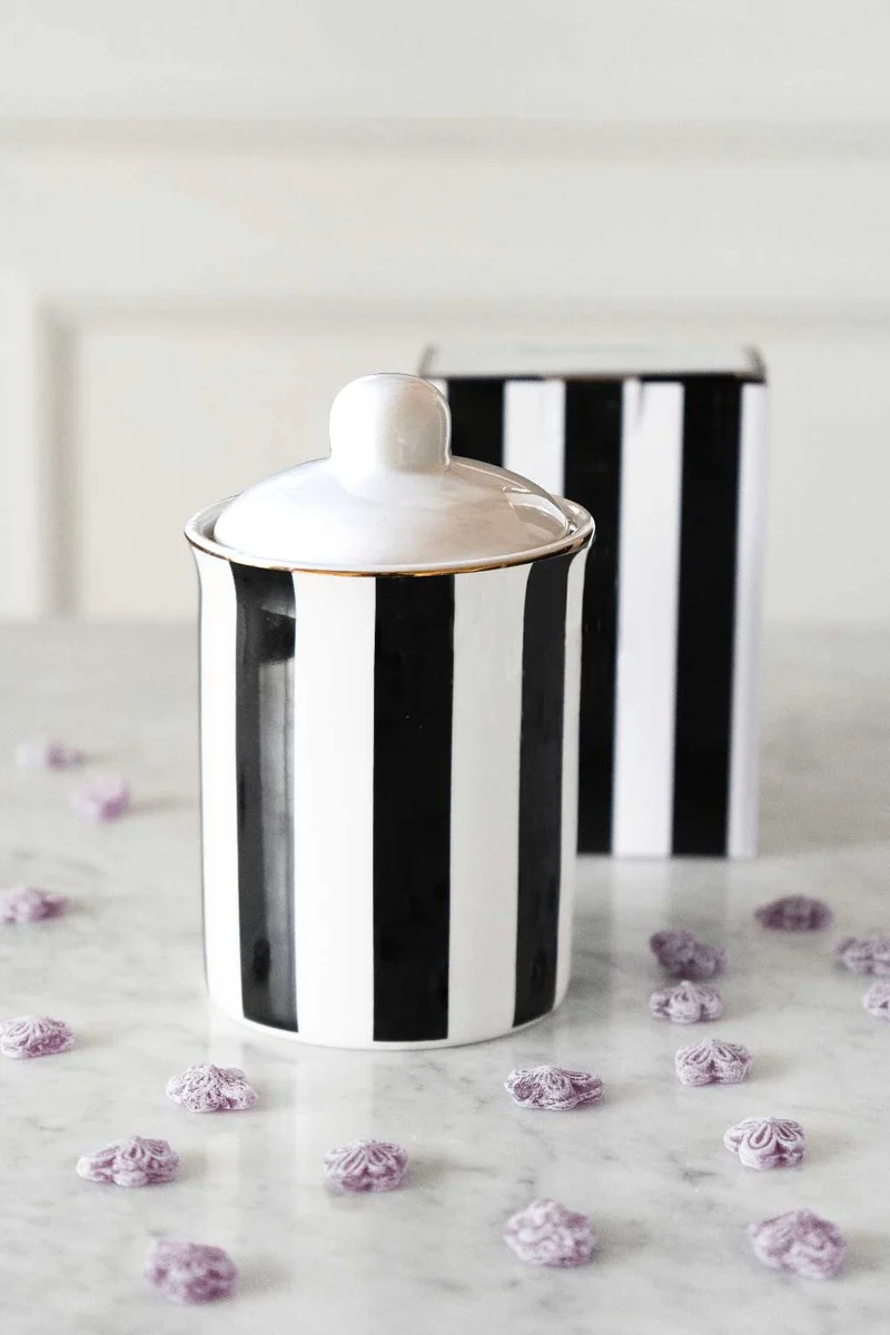 Bolsa Tarro De Rayas Co Con Violetas