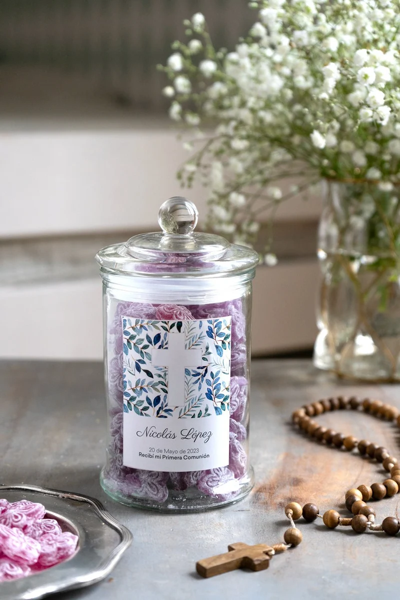 Tarro De Violetas Personalizado Especial Comuniones