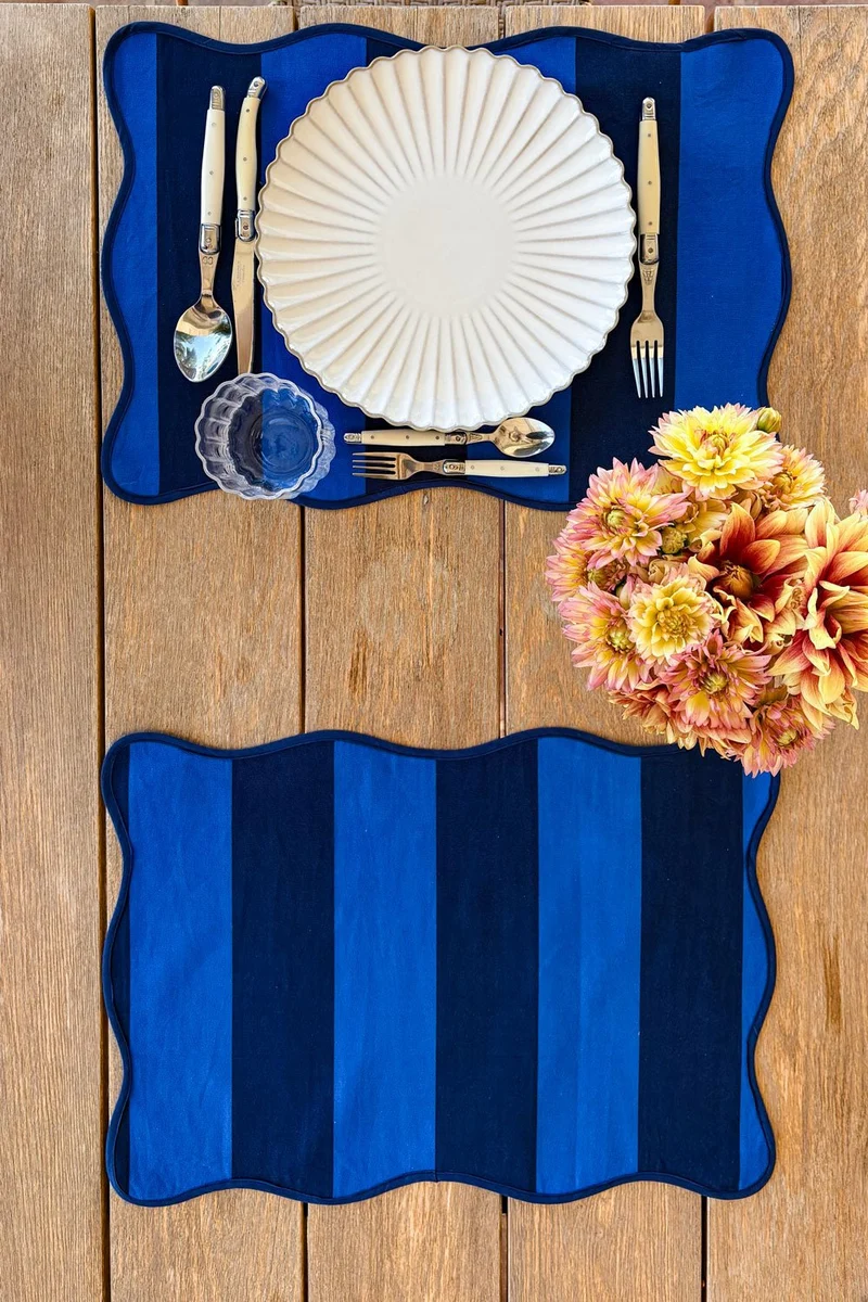 Mantel Individual Rayas Azul Oscuro & Azul Claro