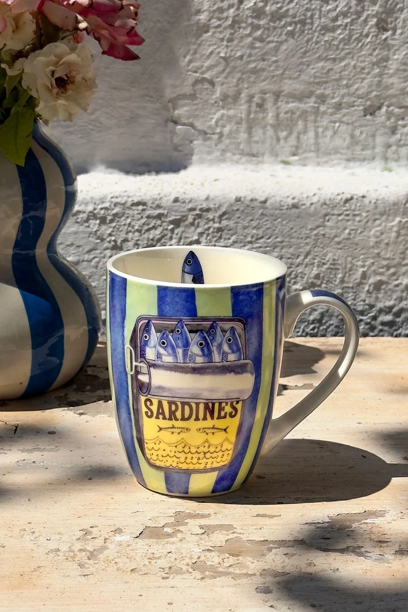 Taza De Porcelana Diseño Sardinas