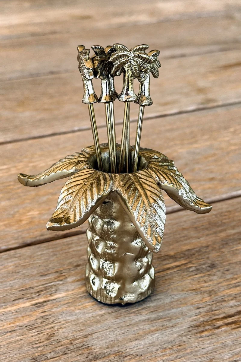 Set De 6 Pinchos Especiales Aperitivo De Bronce
