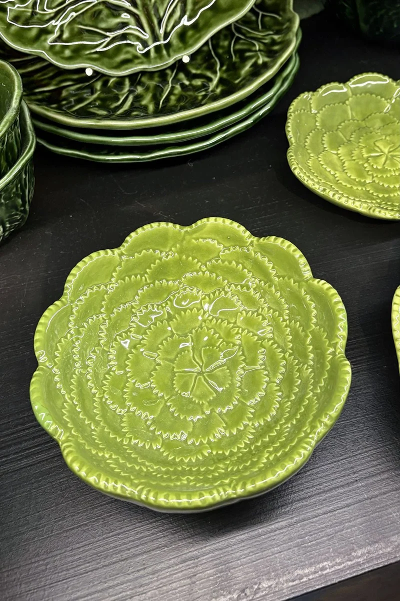 Cuenco Flor Verde En Relieve