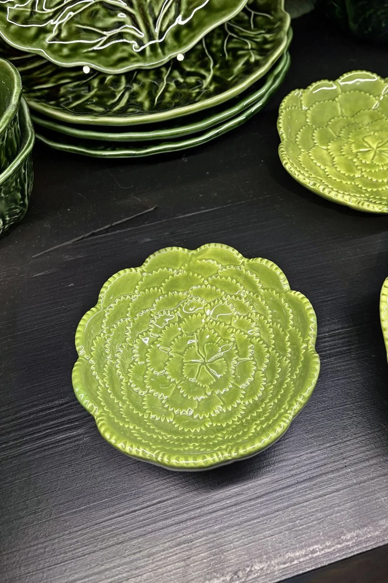 Cuenco Pequeño Flor Verde En Relieve
