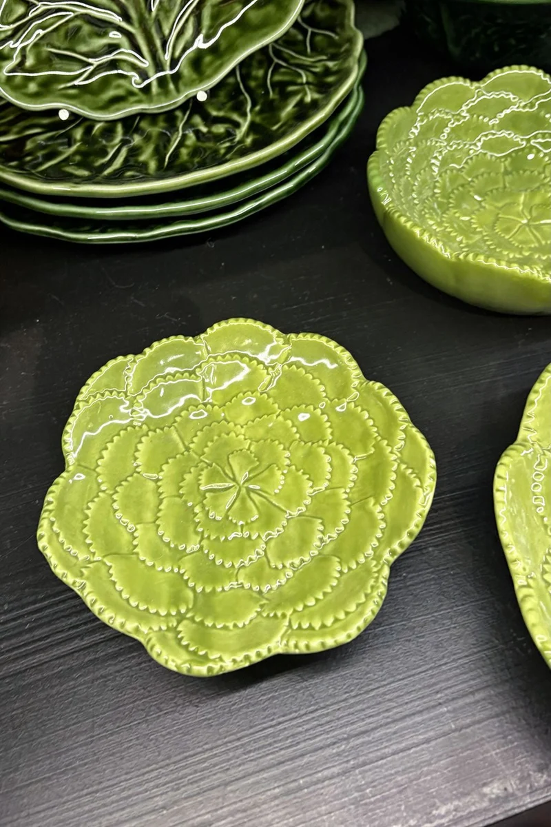 Plato De Pan Flor Verde En Relieve
