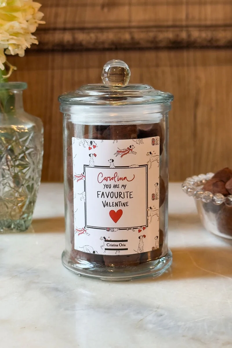 Tarro De Trufas De Chocolate Personalizado Especial San Valentín
