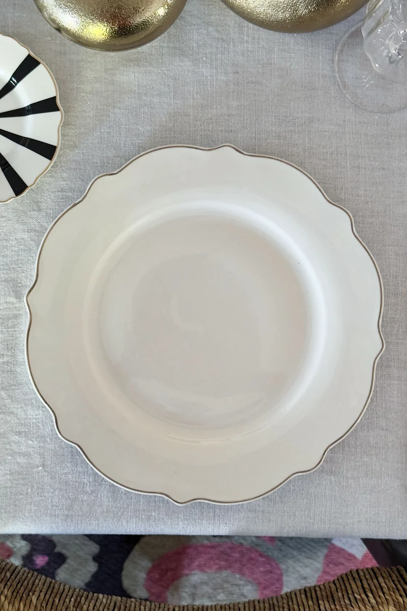 Plato Llano Blanco Con Filo Dorado