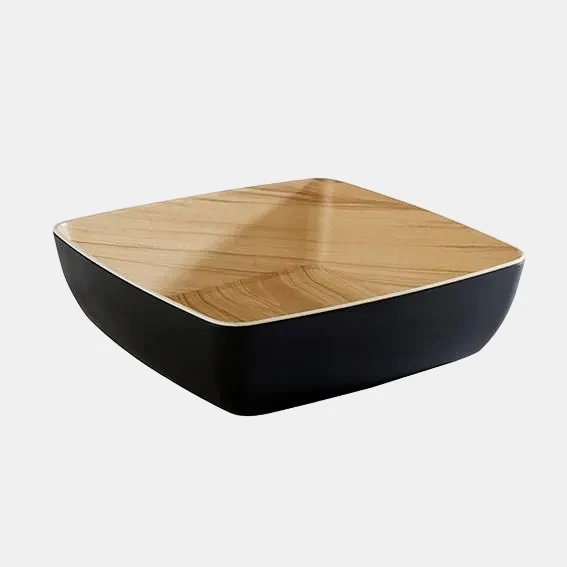Bowl de melamina Frida madera/negro. 25 x 25 x 7.5 cm - 1 Ud.